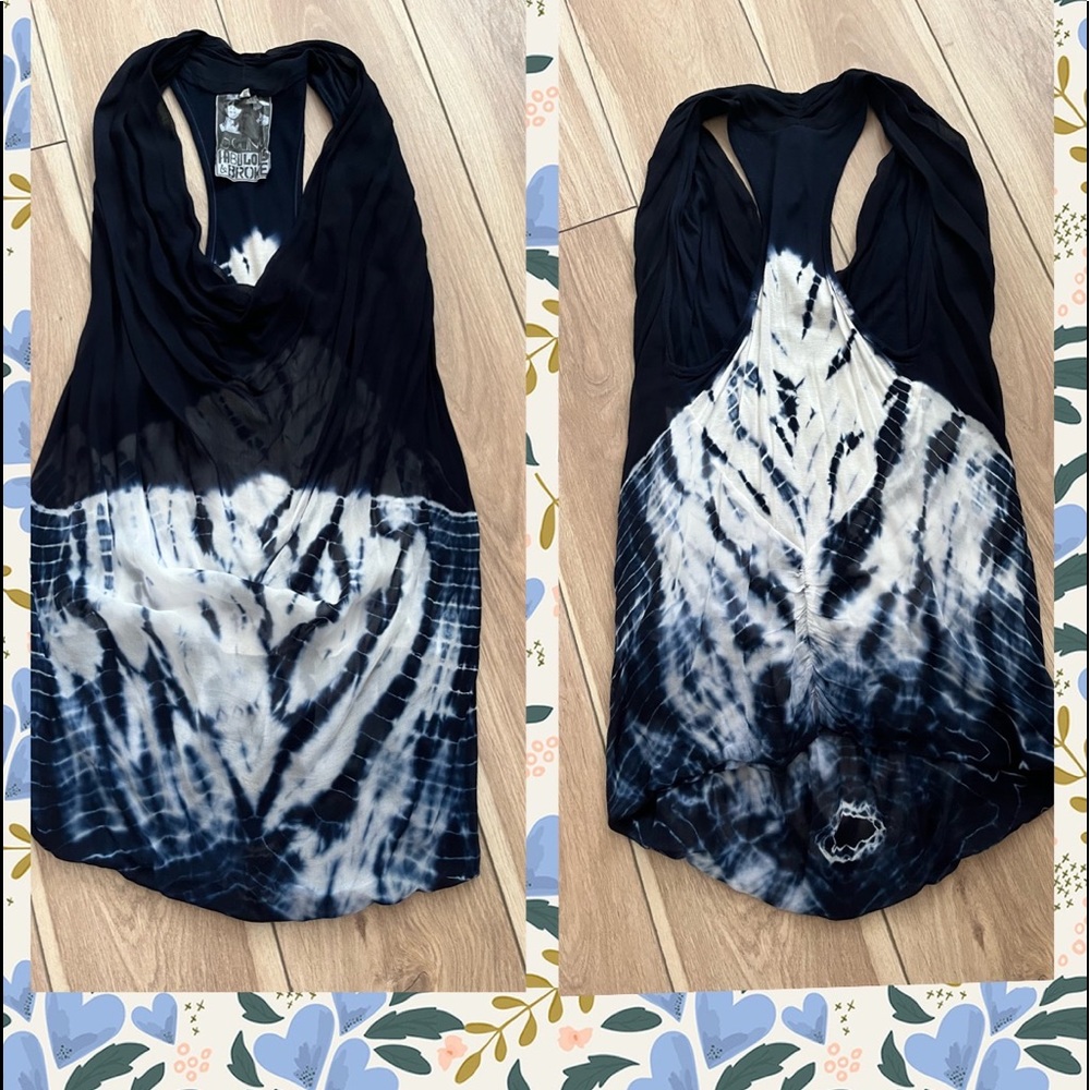 Young fabulous  & Broke 🍃LOVE THIS TANK  longer style, Tye dye Navy SZ:L